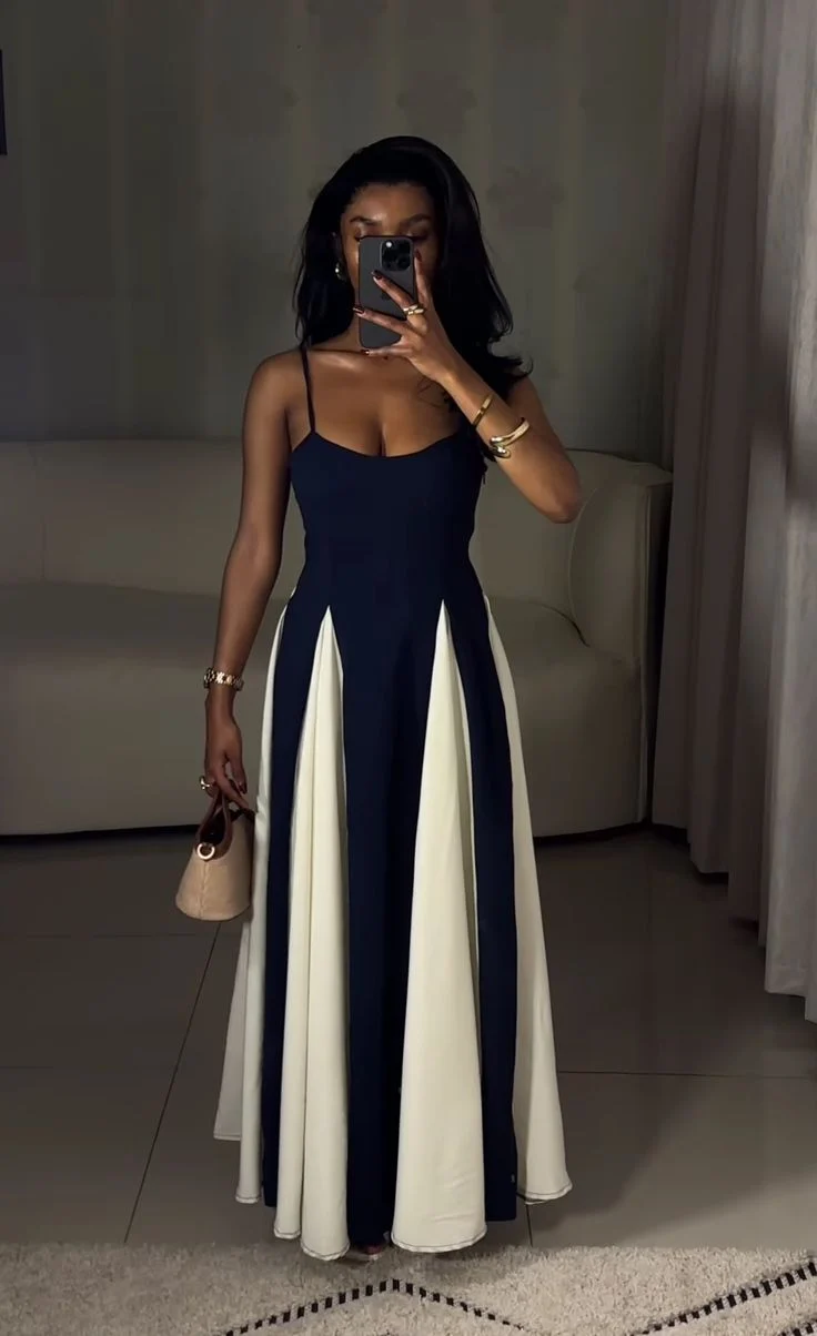 Robe longue de soirée en mousseline à fines bretelles et fermeture éclair