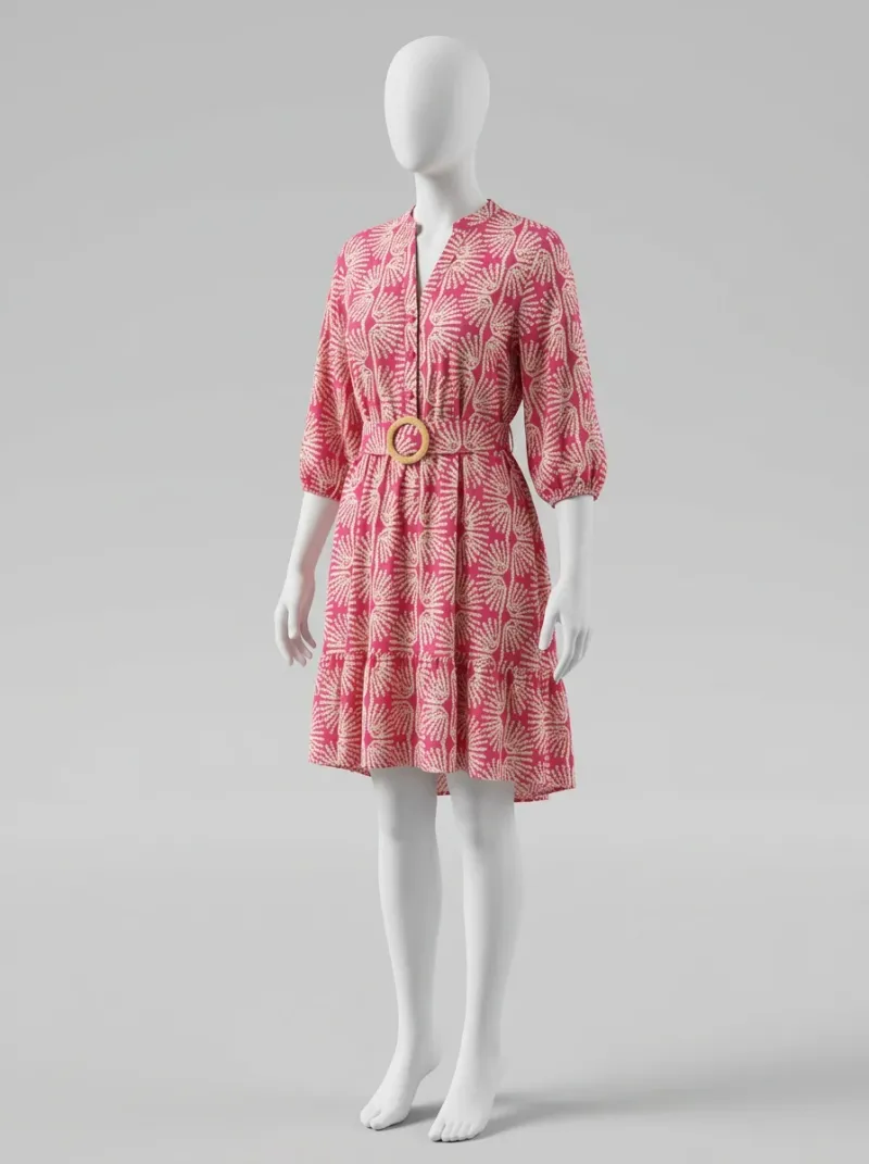 Robe fluide courte viscose imprimé fleuri bohème femme