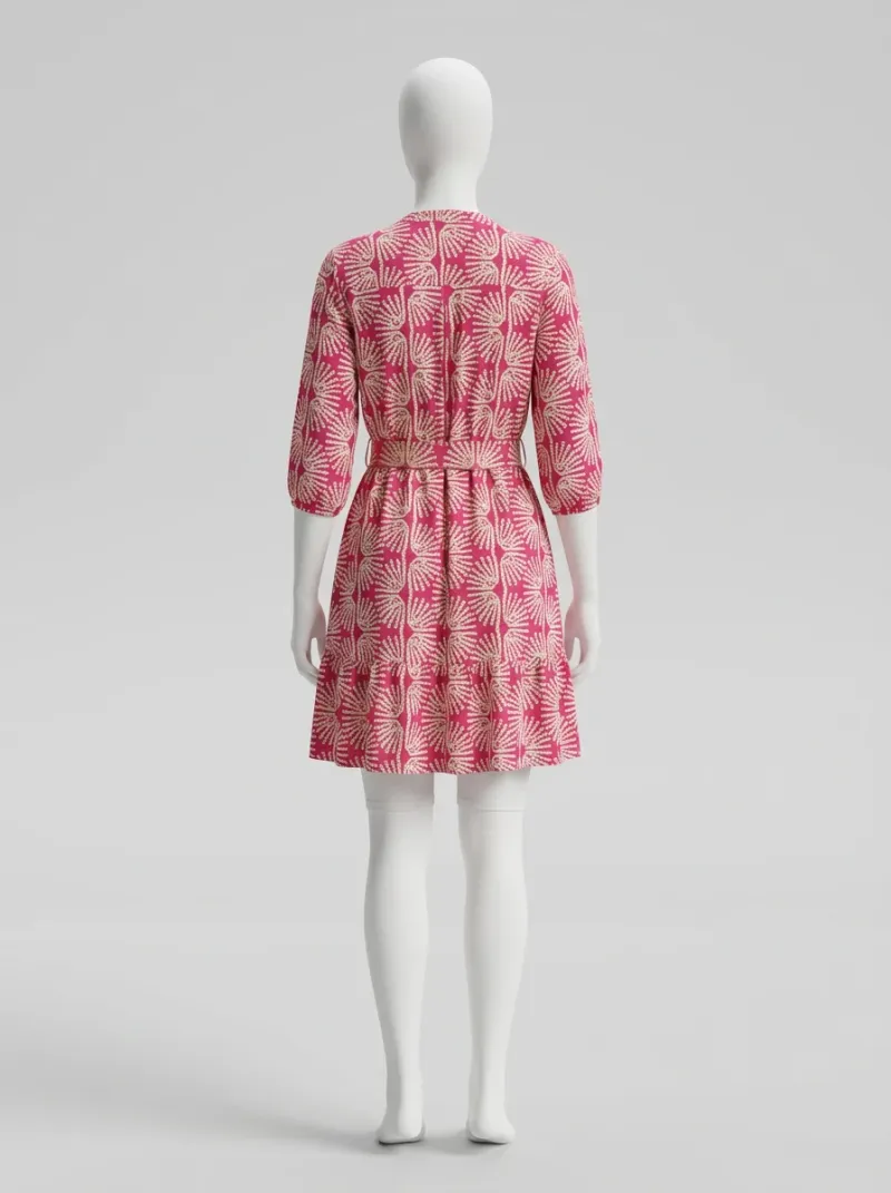 Robe fluide courte viscose imprimé fleuri bohème femme