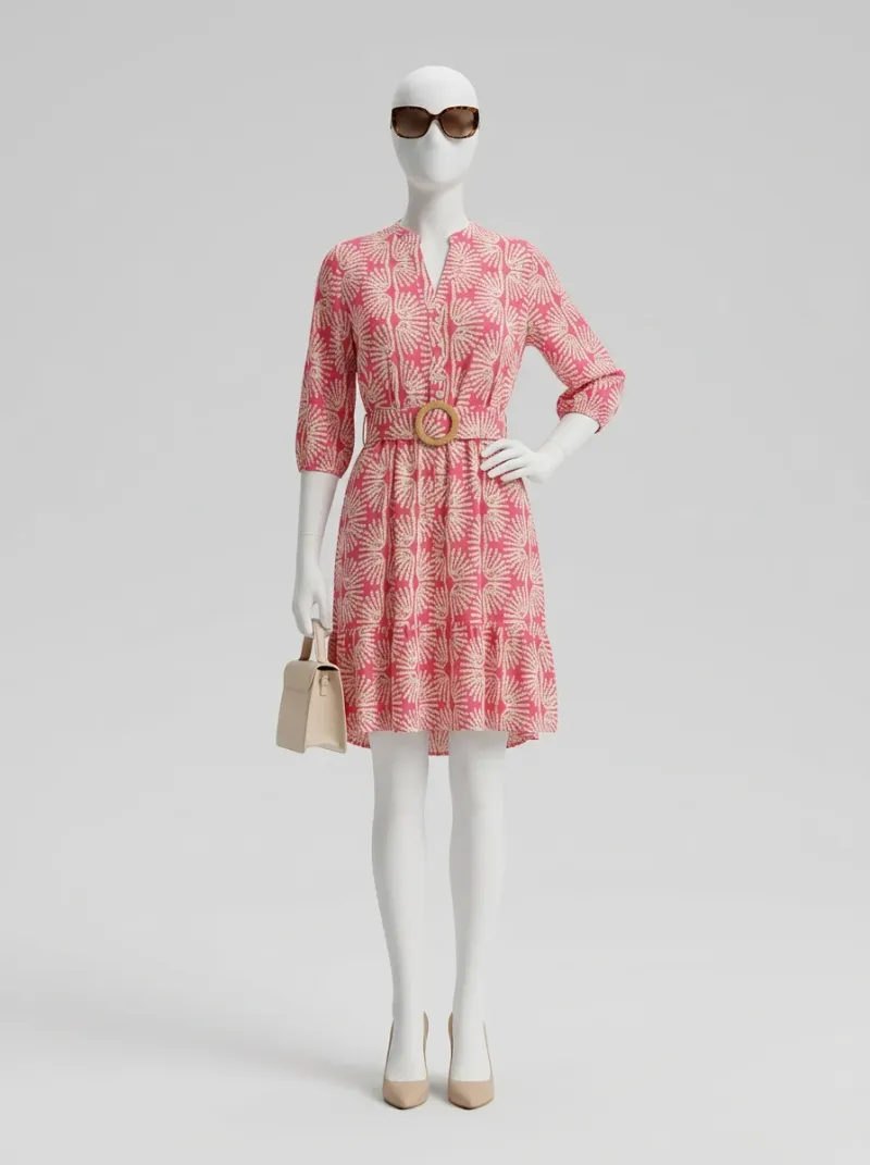 Robe fluide courte viscose imprimé fleuri bohème femme