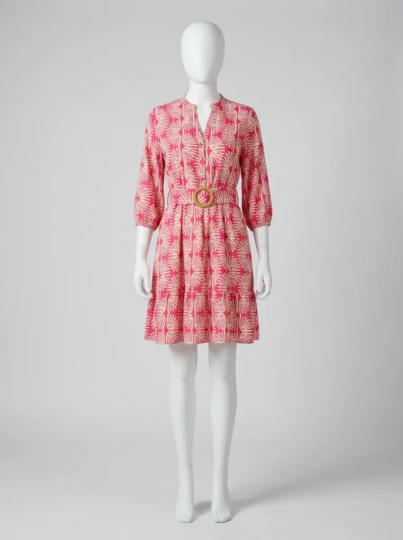 Robe fluide courte viscose imprimé fleuri bohème femme