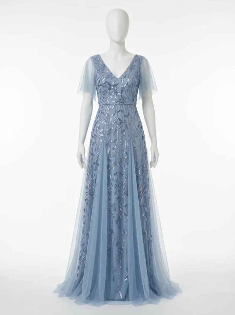 Robe fluide paillettes soirée élégante femme
