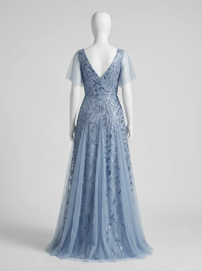 Robe fluide paillettes soirée élégante femme