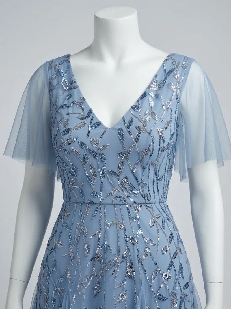 Robe fluide paillettes soirée élégante femme