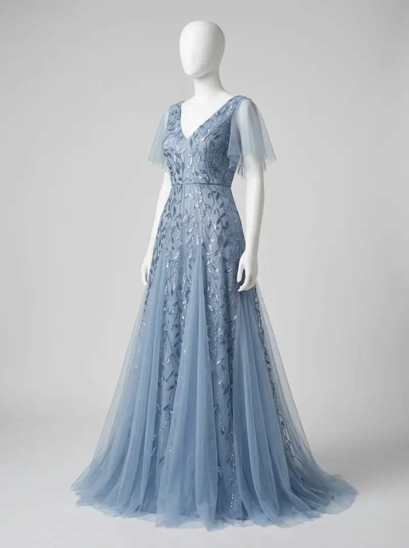 Robe fluide paillettes soirée élégante femme