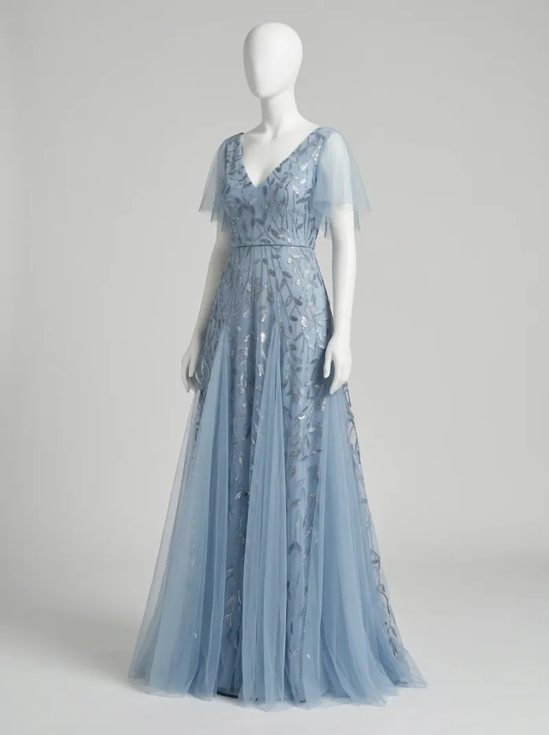 Robe fluide paillettes soirée élégante femme
