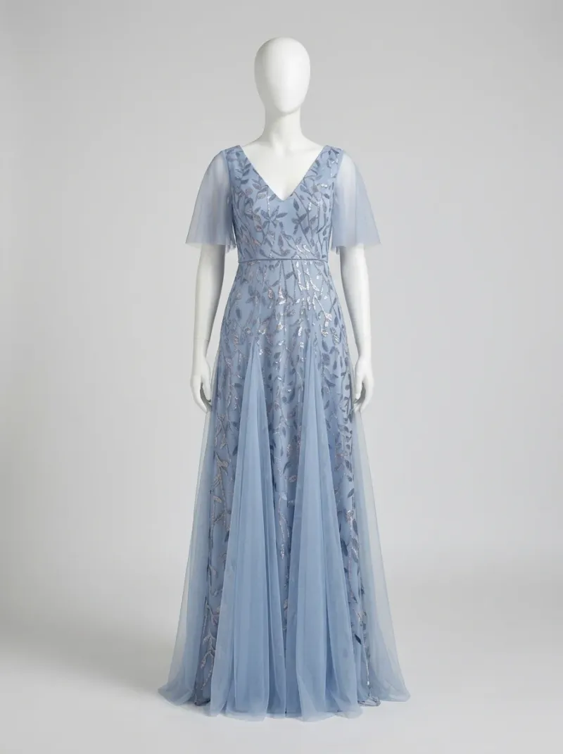 Robe fluide paillettes soirée élégante femme