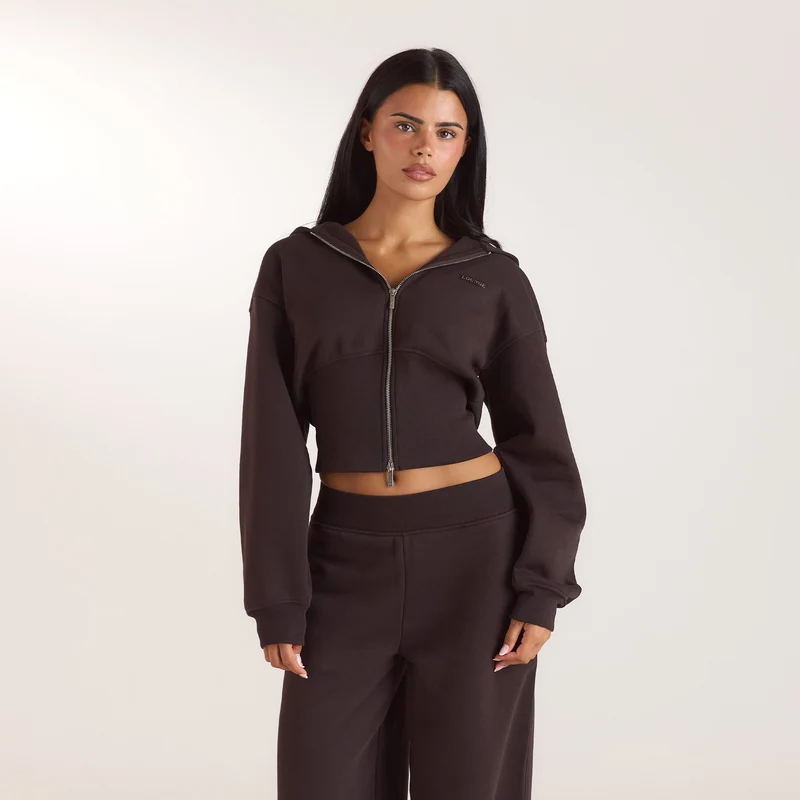 Sweat à Capuche Ajusté - Chocolat Noir