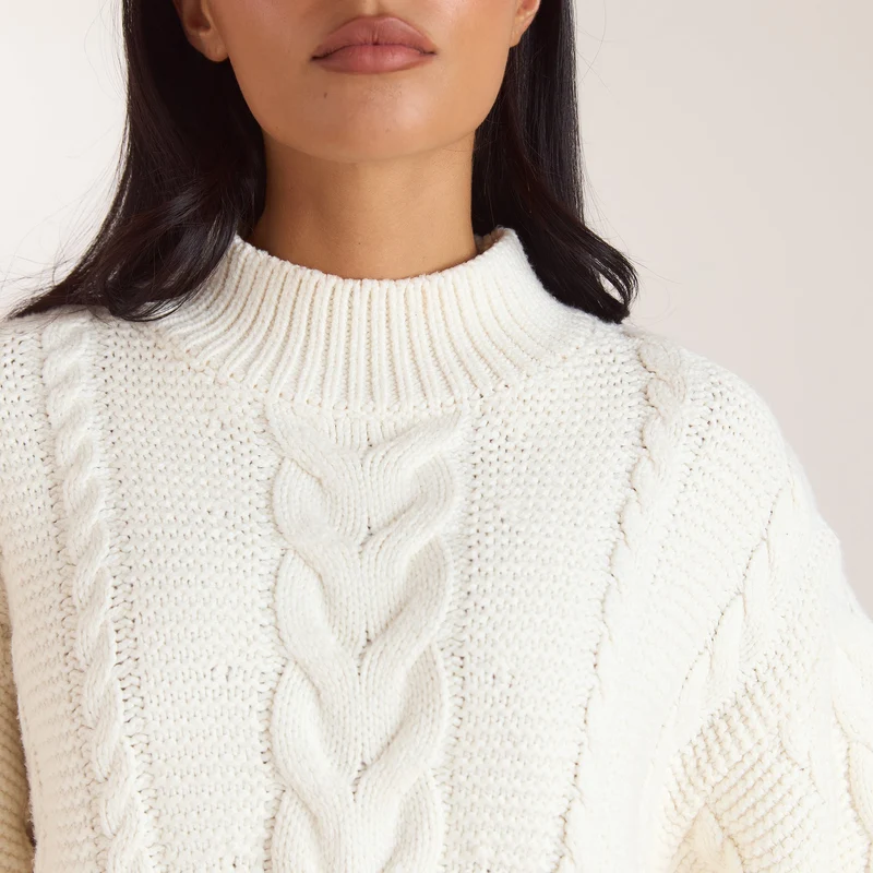Pull Torsadé Oversize - Crème