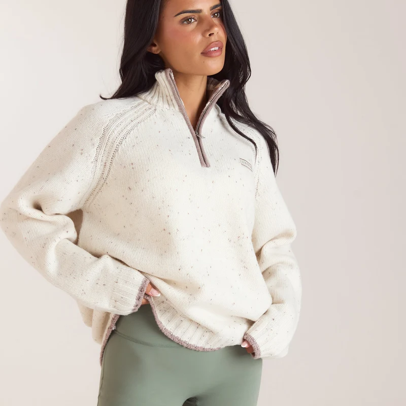 Pull en Laine à Demi-Zip - Crème