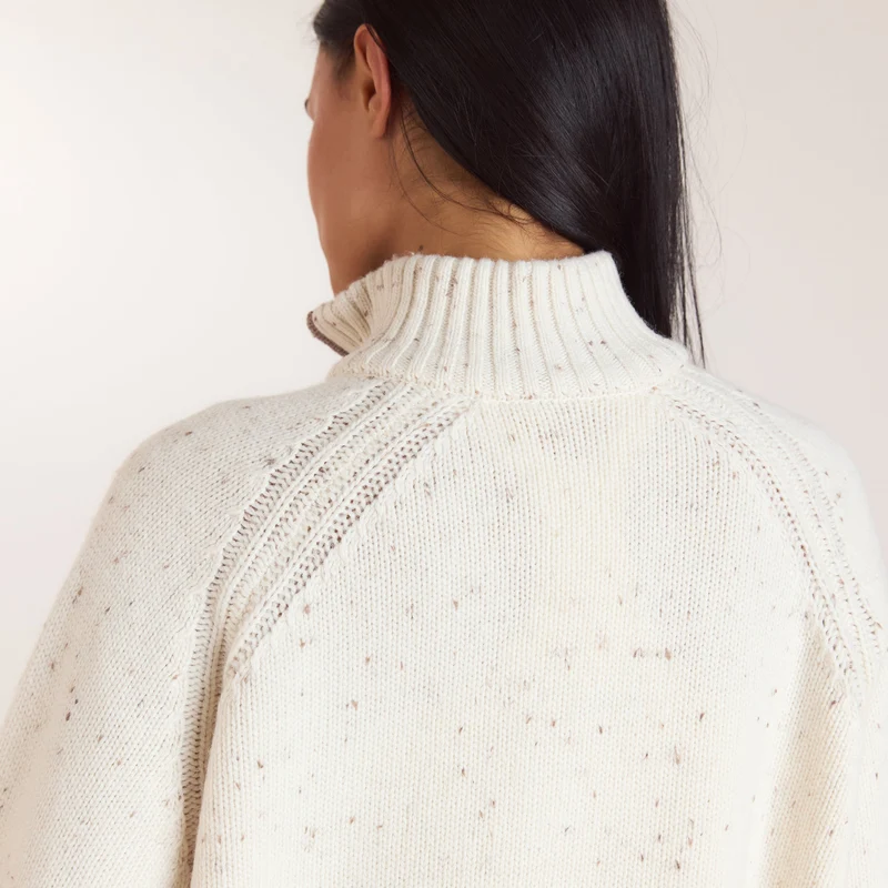 Pull en Laine à Demi-Zip - Crème