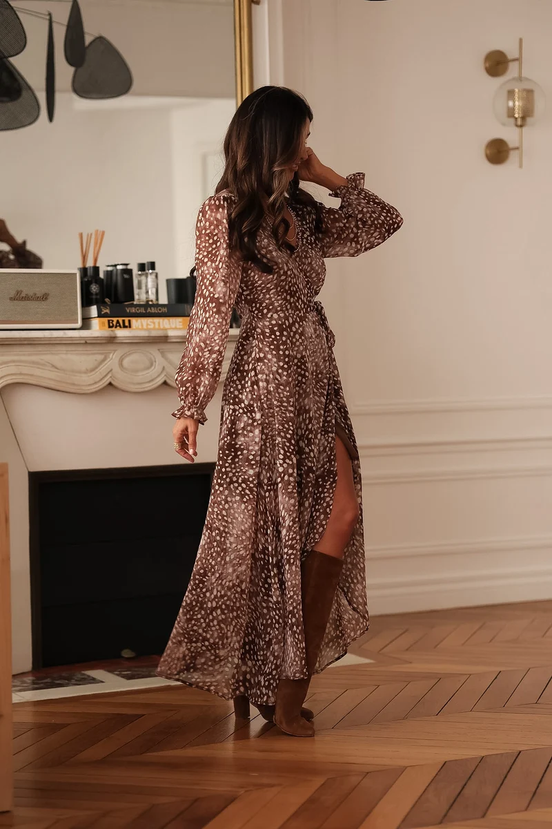 Robe longue Elva choco (Précommande)