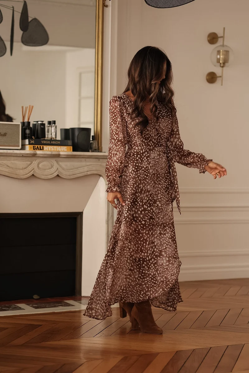 Robe longue Elva choco (Précommande)