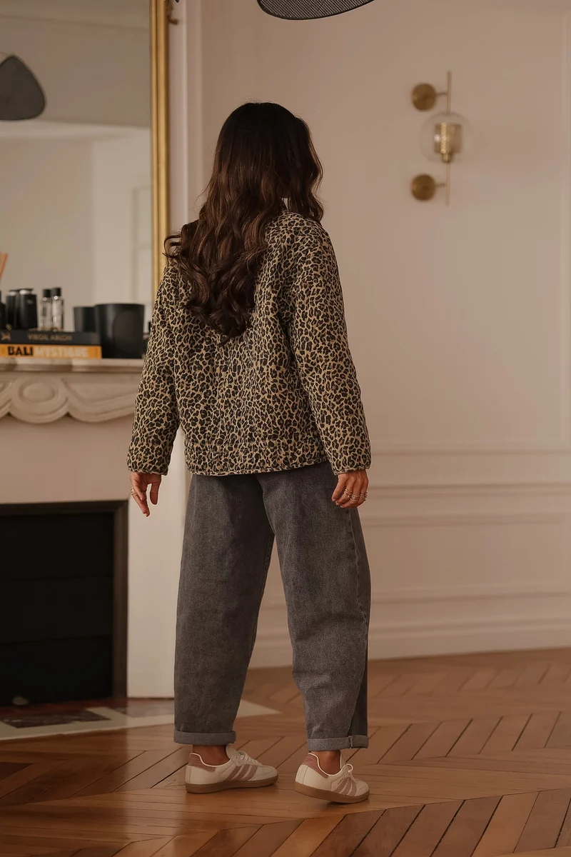 Veste Nélie matelassée leopard