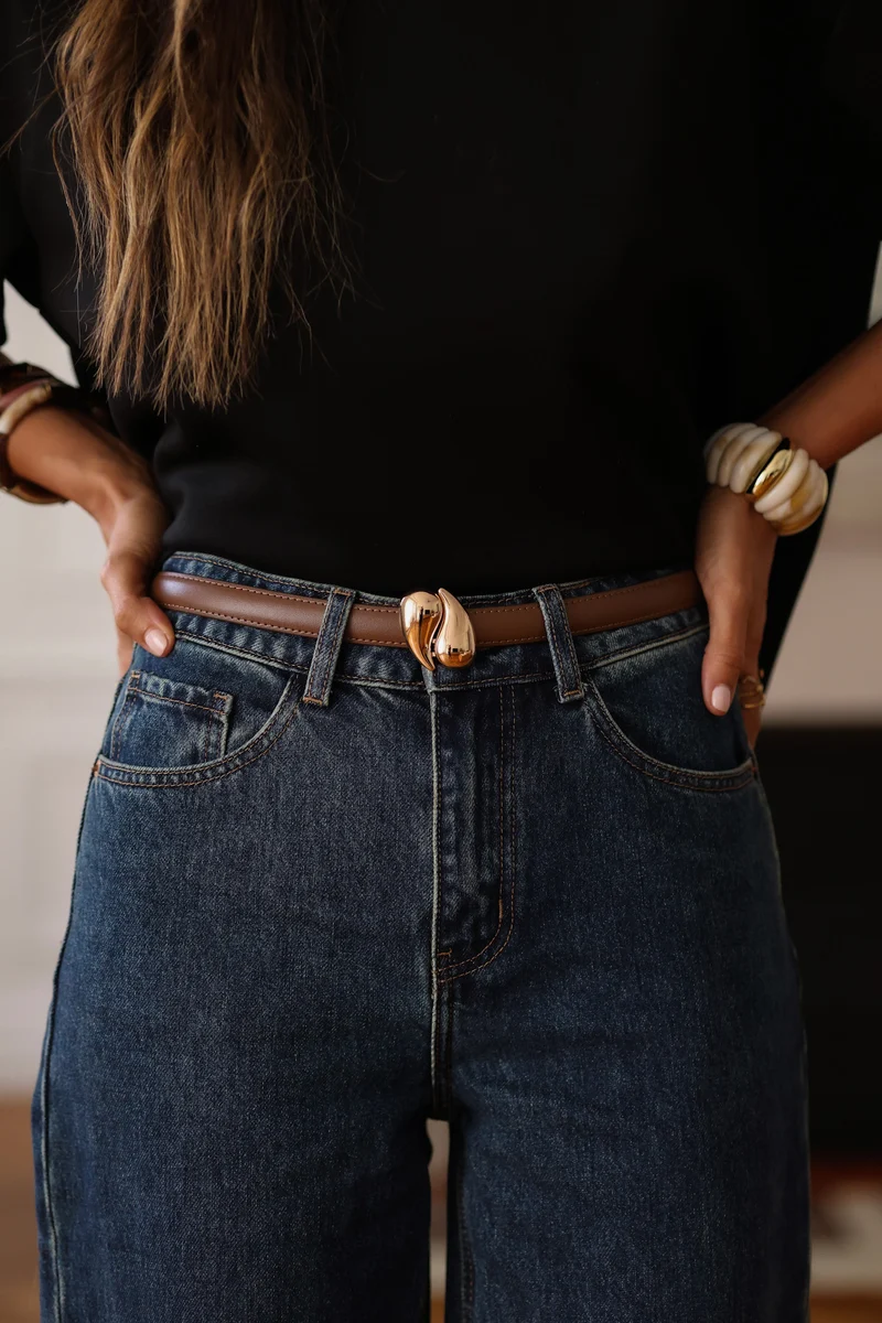 Ceinture Élia taupe en cuir