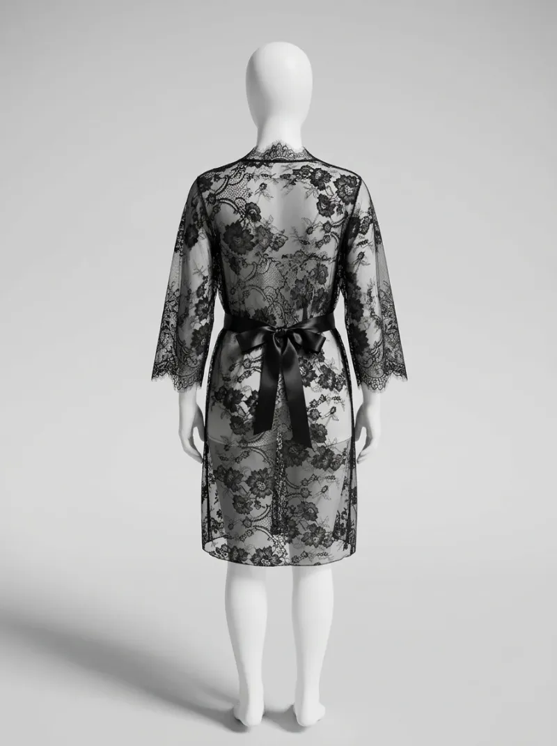Kimono court polyester dentelle lingerie femme séduisant