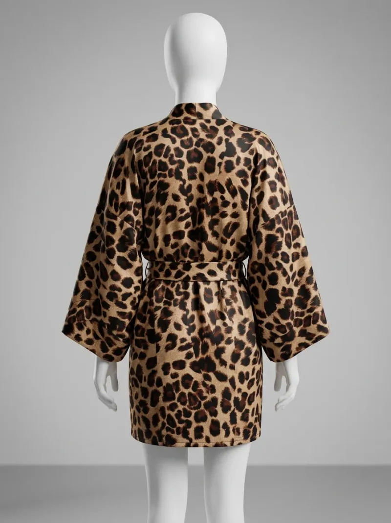 Kimono court polyester soyeux peignoir femme élégance intérieure