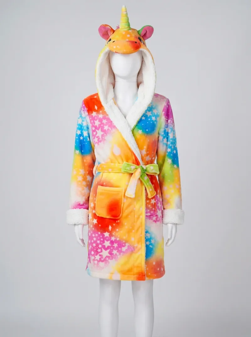 Kimono court polyester végétal pyjama licorne famille