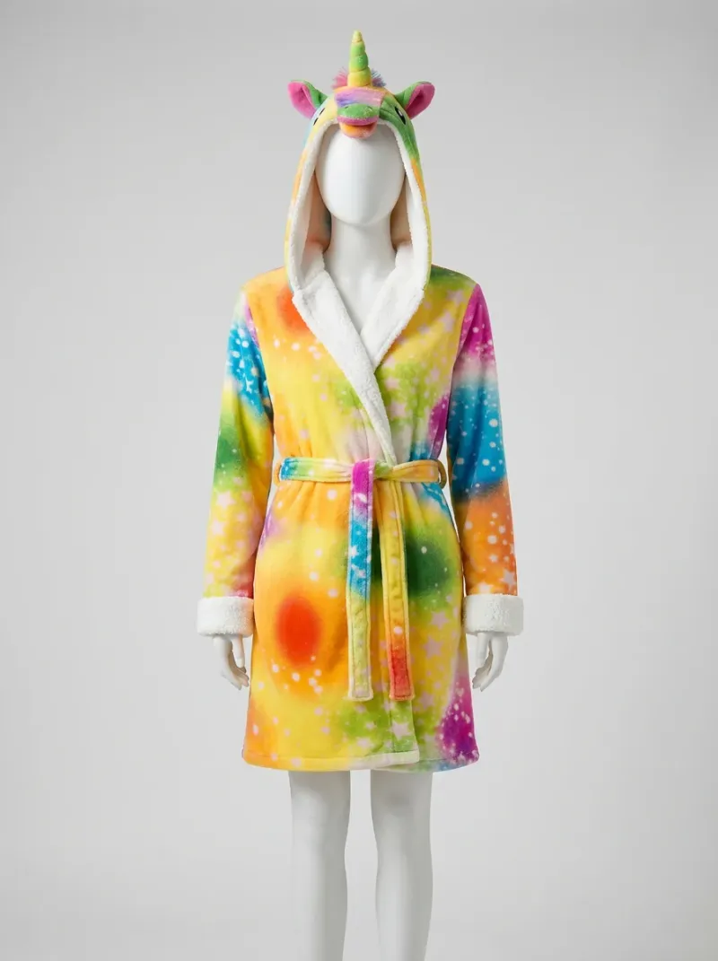 Kimono court polyester végétal pyjama licorne famille