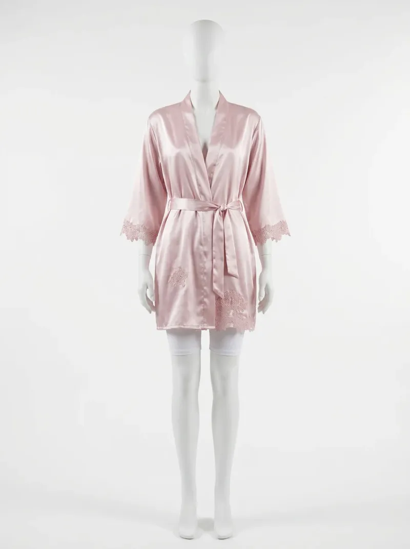 Kimono court polyester végétal ensemble nuit femme polyvalent