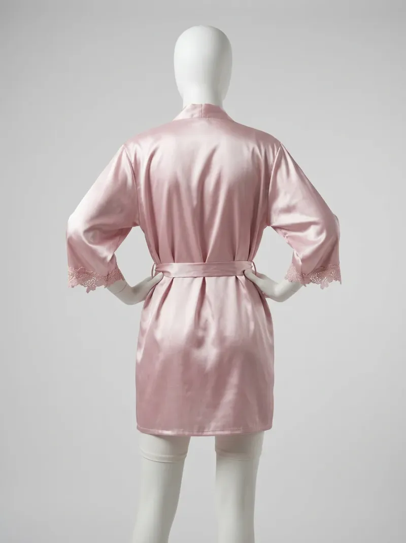 Kimono court polyester végétal ensemble nuit femme polyvalent