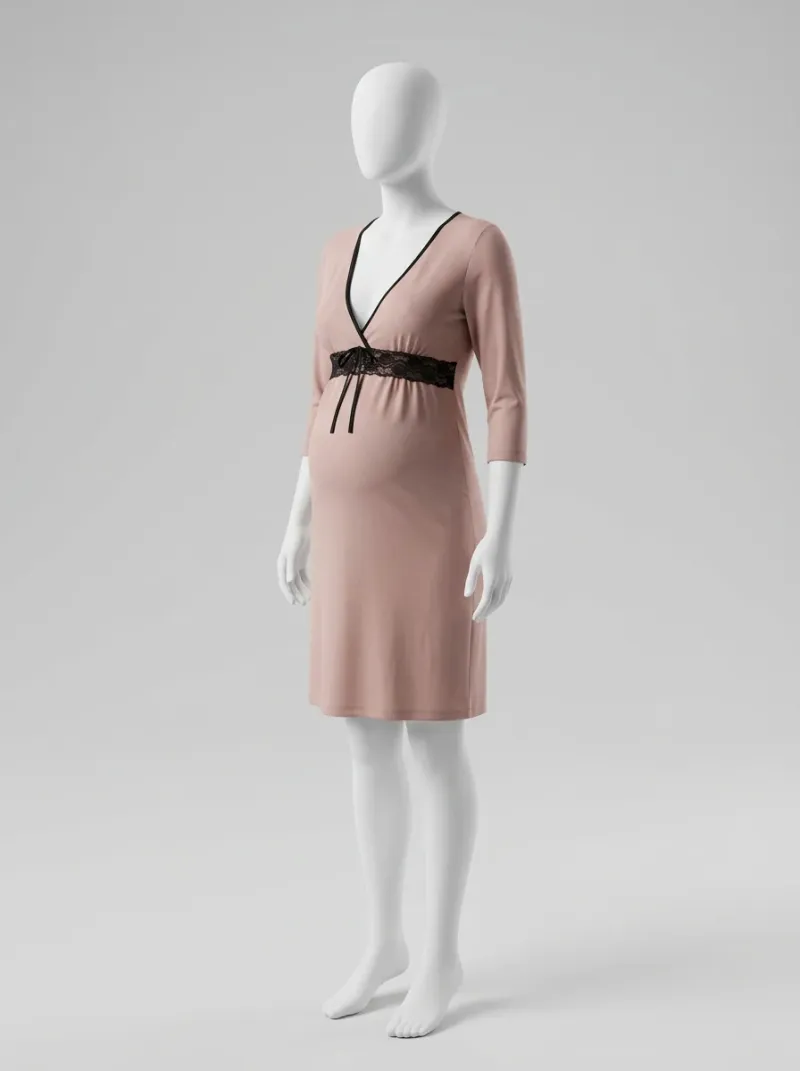 Kimono court polyester végétal maternité nuit souple