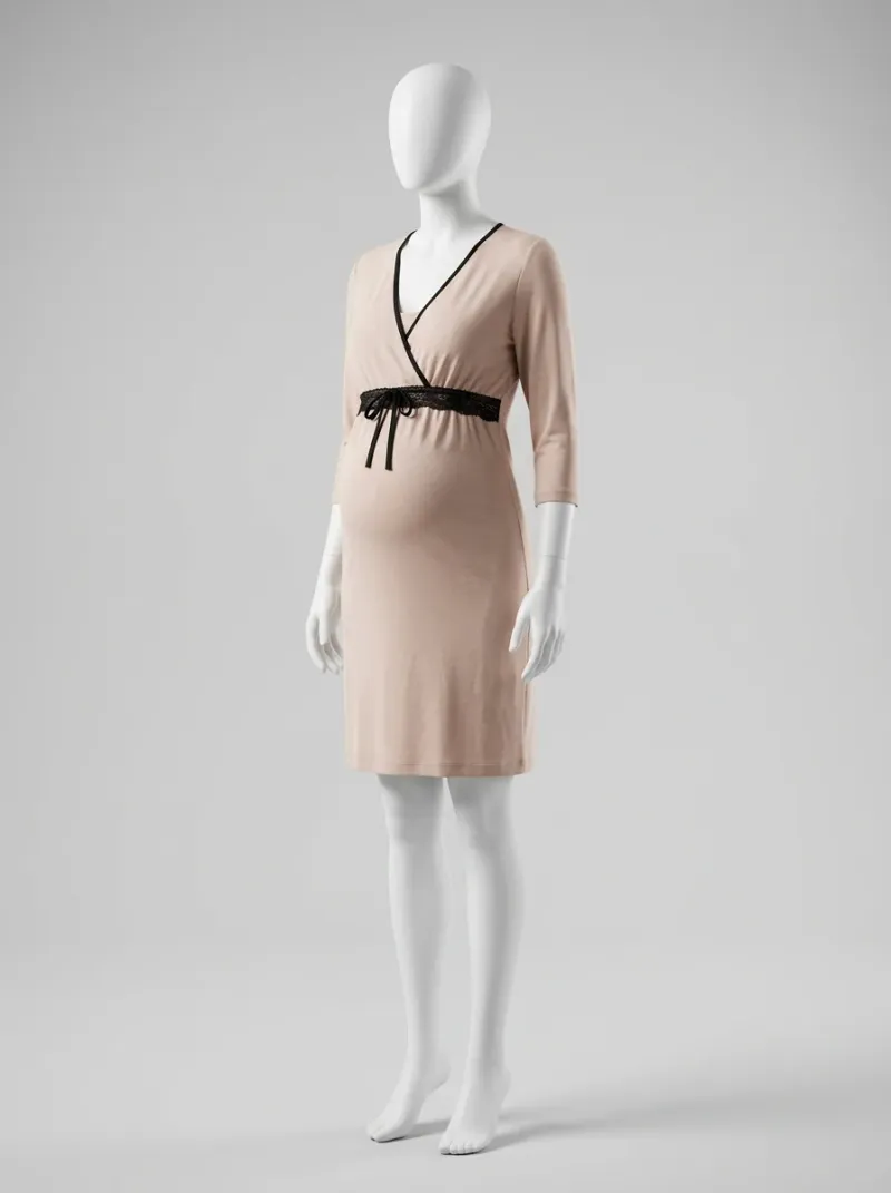 Kimono court polyester végétal maternité nuit souple