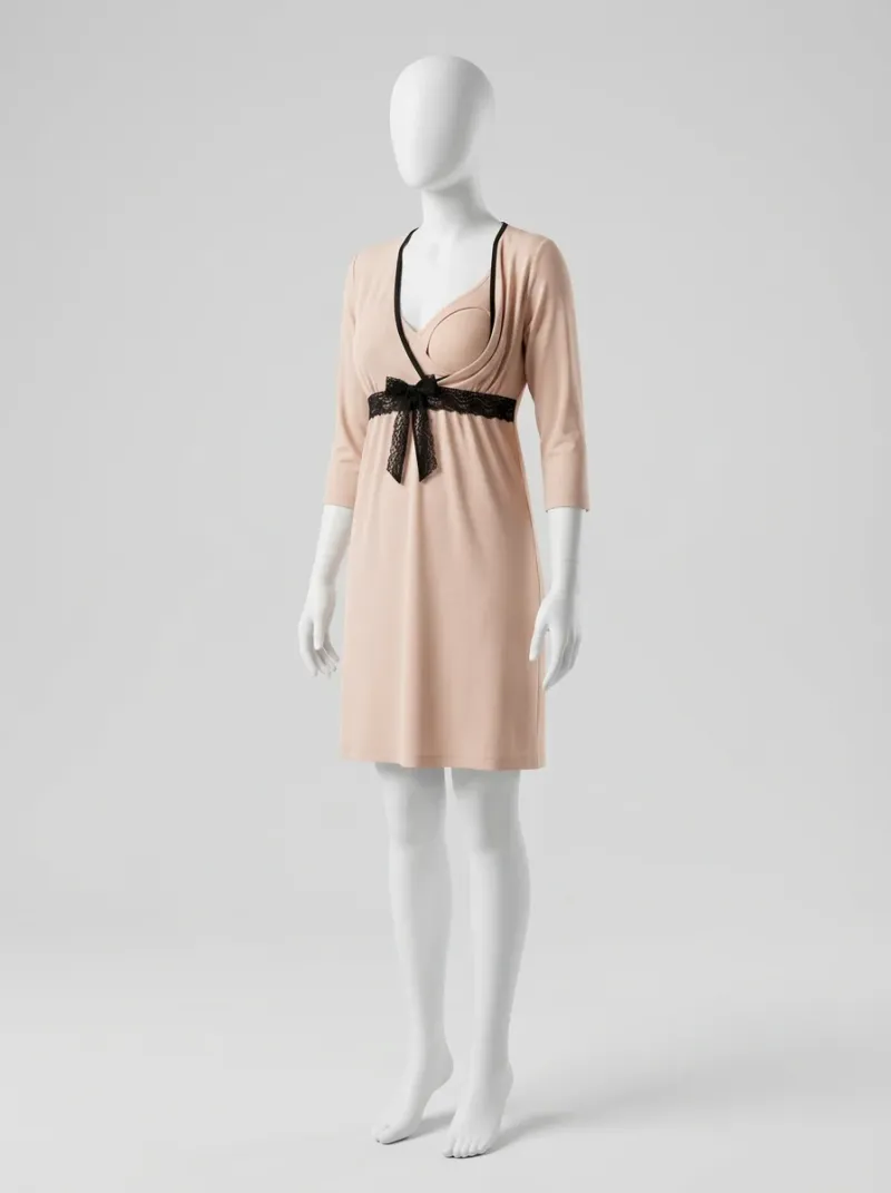 Kimono court polyester végétal maternité nuit souple