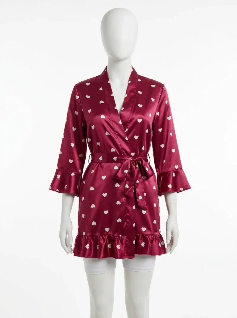Kimono court polyester végétal fluide femme silhouette légère