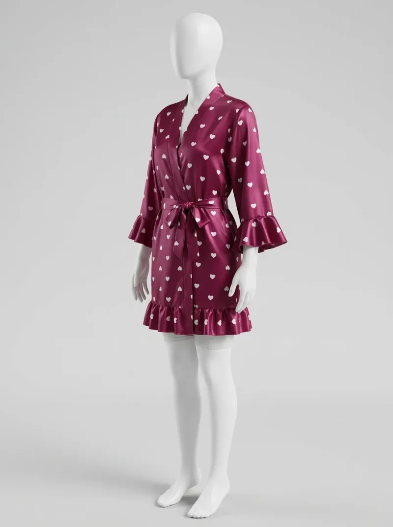 Kimono court polyester végétal fluide femme silhouette légère