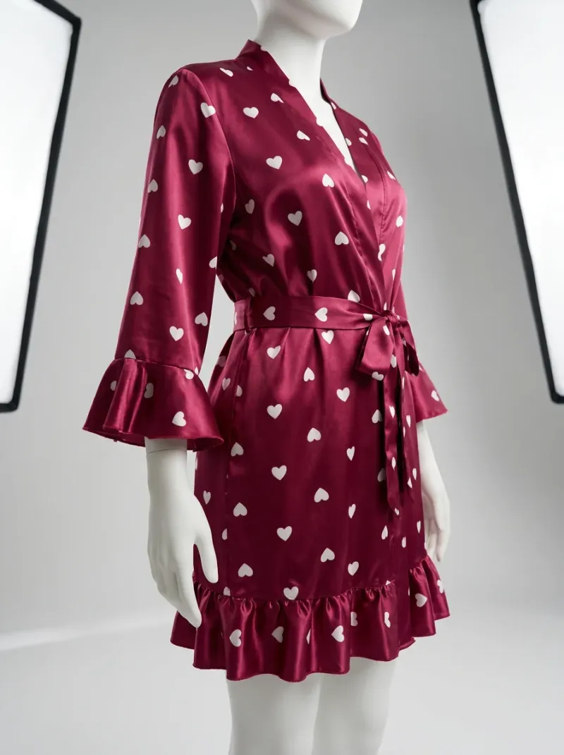 Kimono court polyester végétal fluide femme silhouette légère