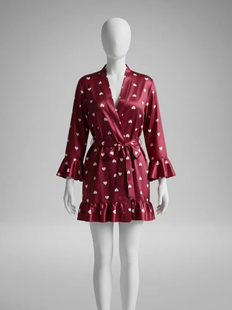 Kimono court polyester végétal fluide femme silhouette légère