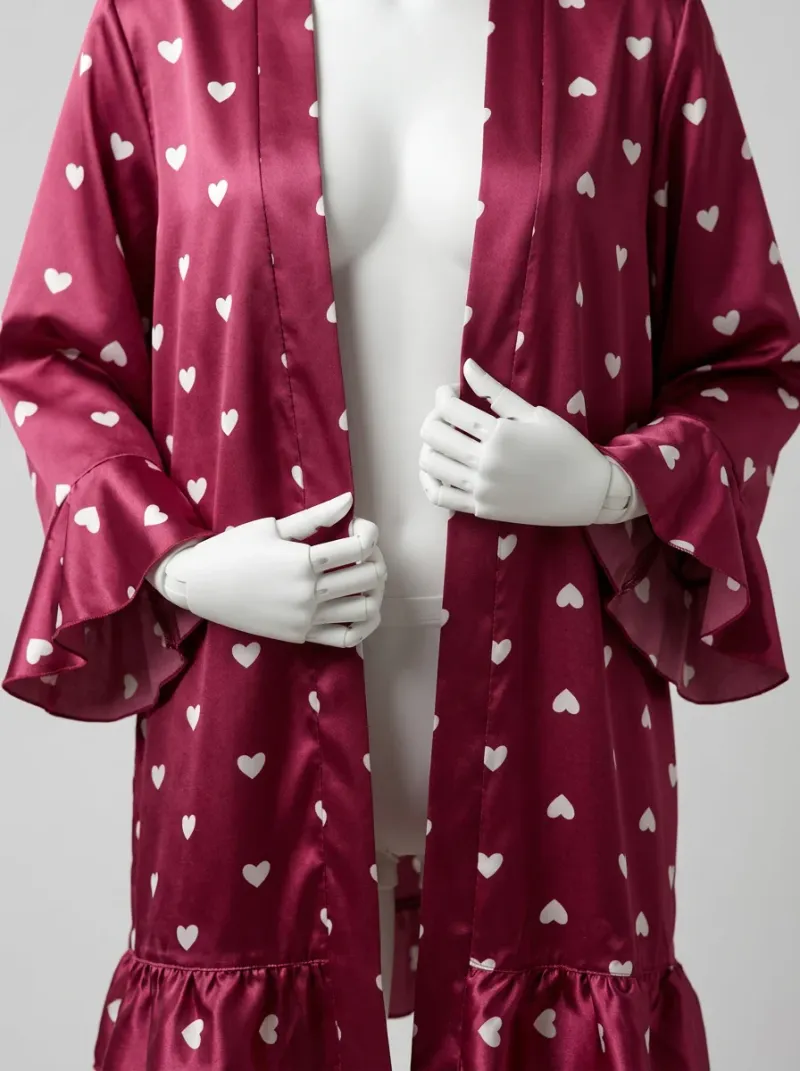 Kimono court polyester végétal fluide femme silhouette légère