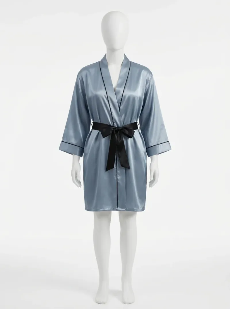 Kimono court polyester satiné femme bien-être quotidien