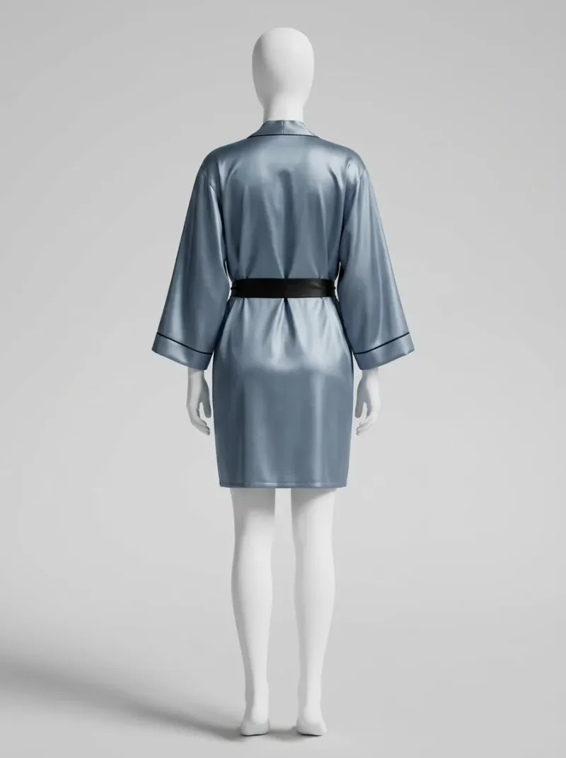 Kimono court polyester satiné femme bien-être quotidien