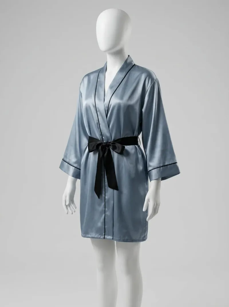Kimono court polyester satiné femme bien-être quotidien