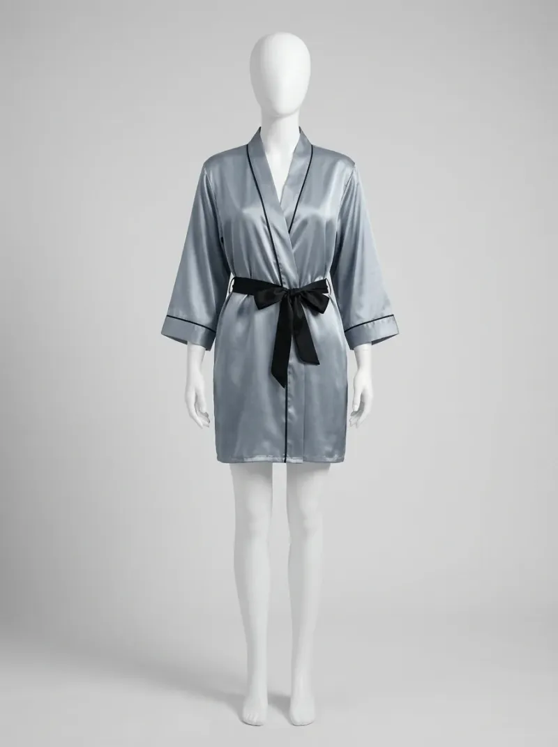Kimono court polyester satiné femme bien-être quotidien