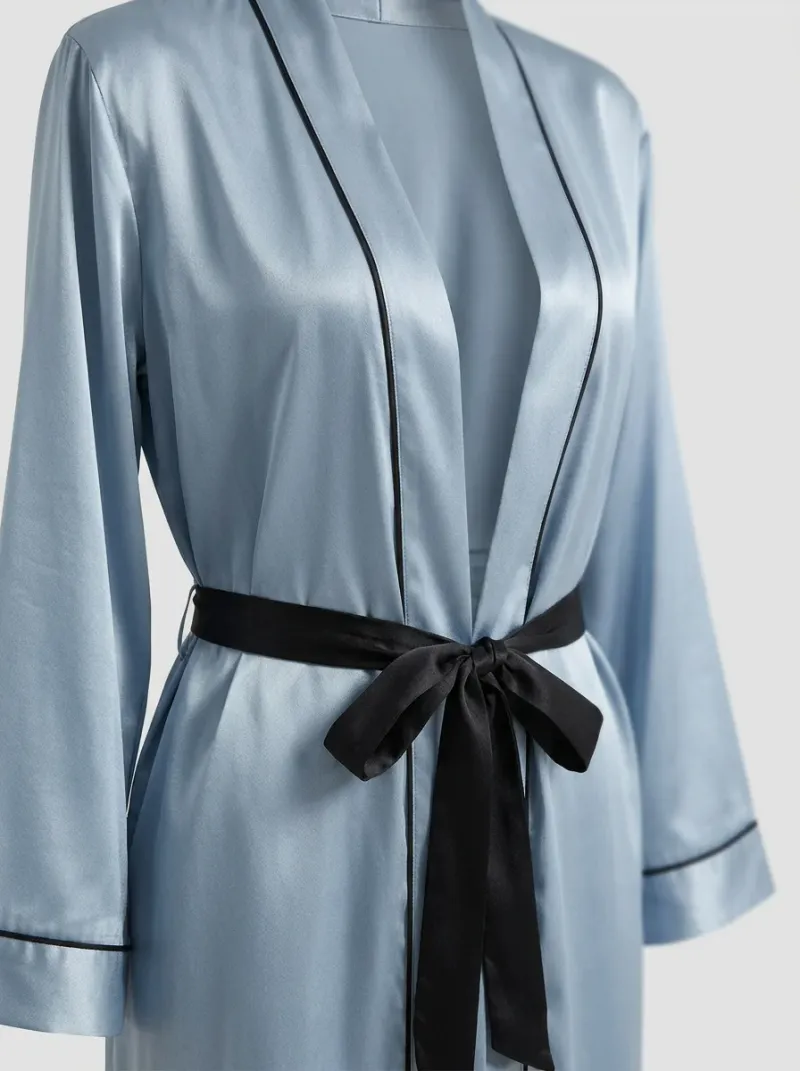 Kimono court polyester satiné femme bien-être quotidien