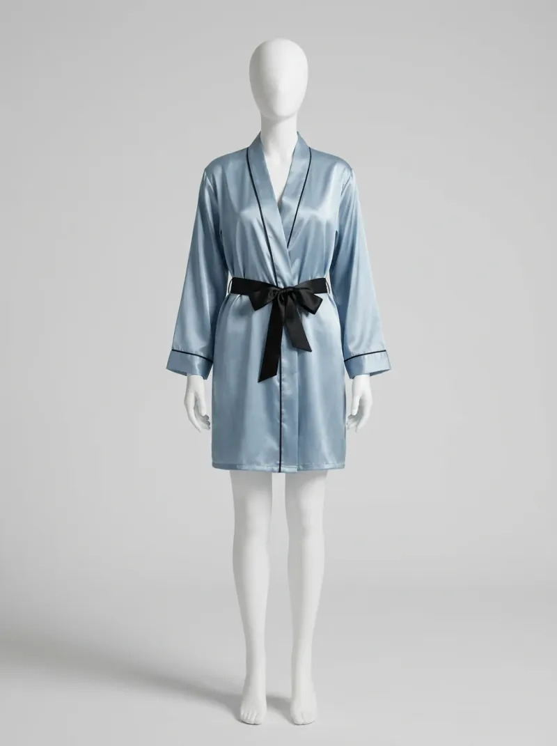 Kimono court polyester satiné femme bien-être quotidien
