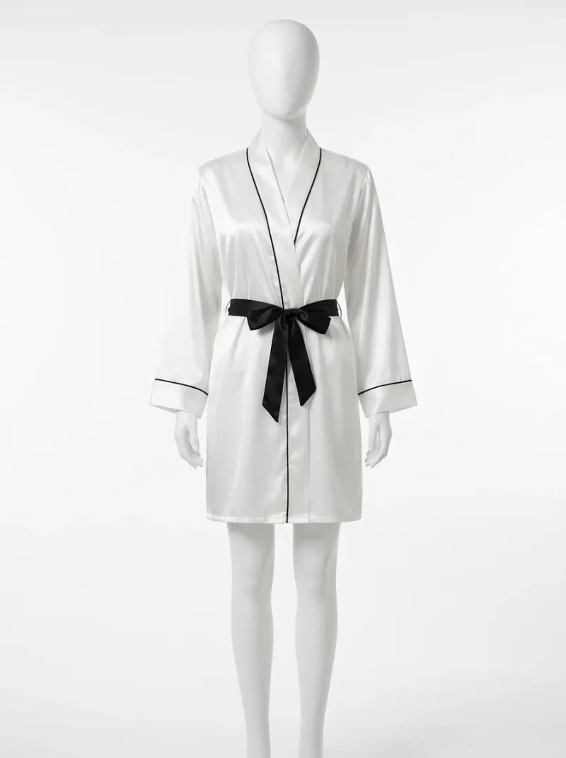 Kimono court polyester soyeux cocooning femme léger
