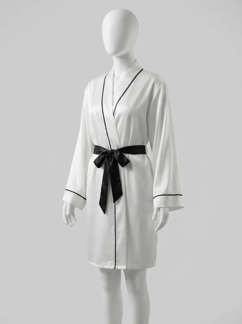 Kimono court polyester soyeux cocooning femme léger