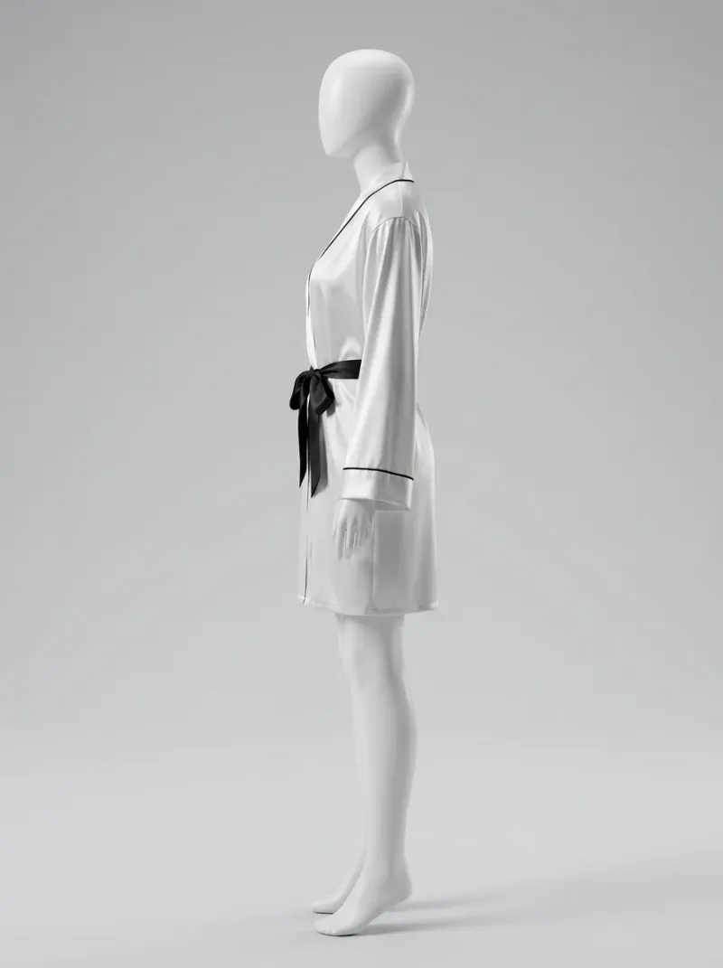 Kimono court polyester soyeux cocooning femme léger