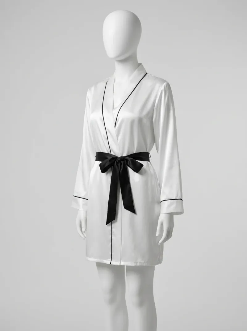 Kimono court polyester soyeux cocooning femme léger