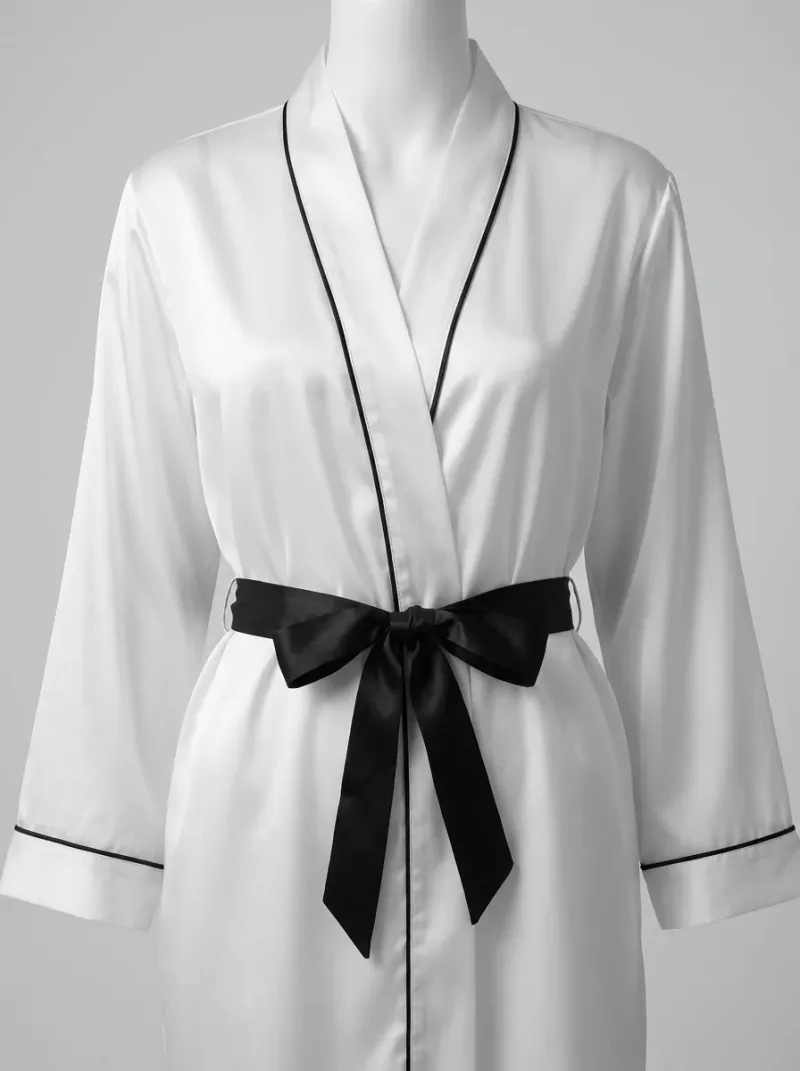 Kimono court polyester soyeux cocooning femme léger