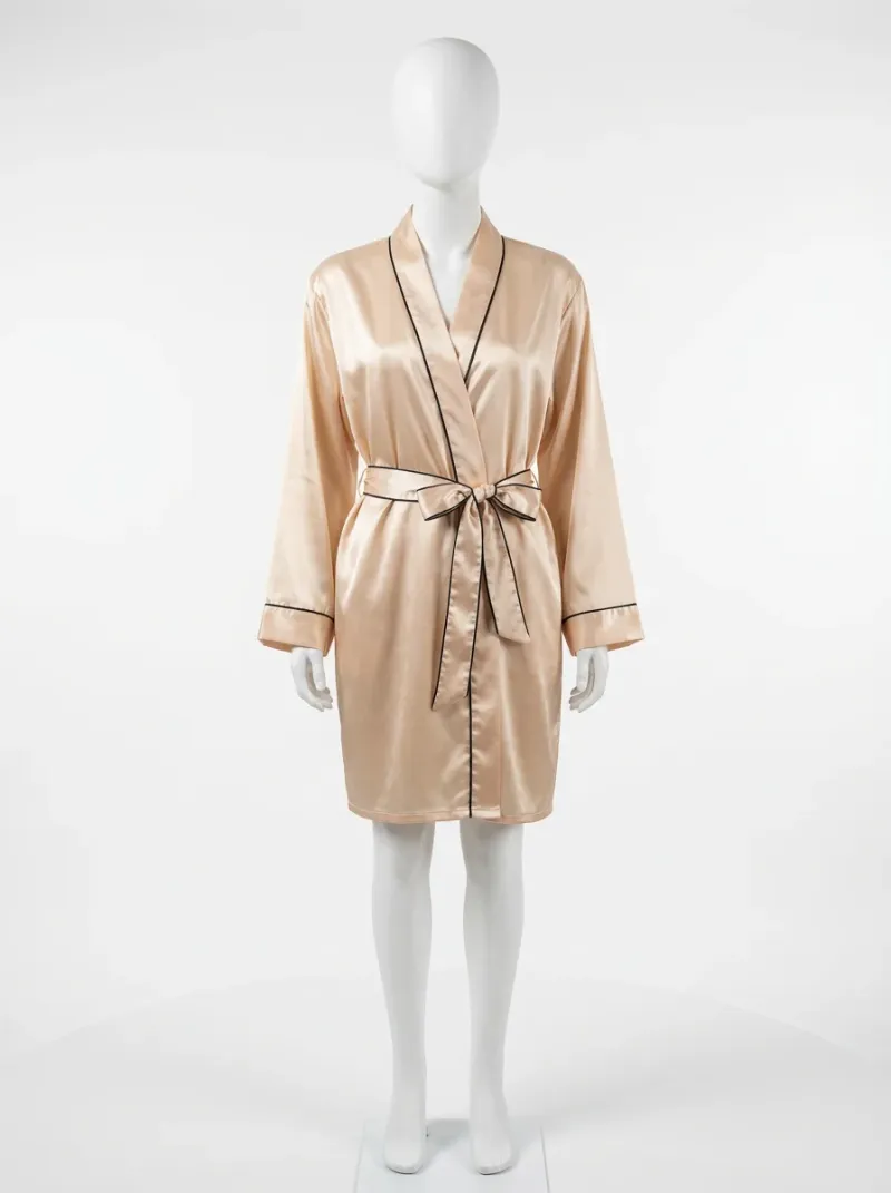 Kimono court polyester satiné style homewear