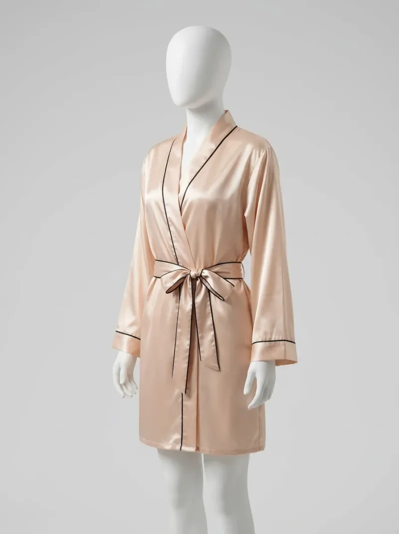 Kimono court polyester satiné style homewear
