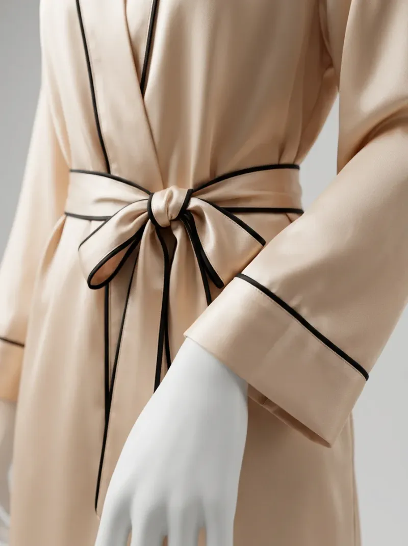 Kimono court polyester satiné style homewear