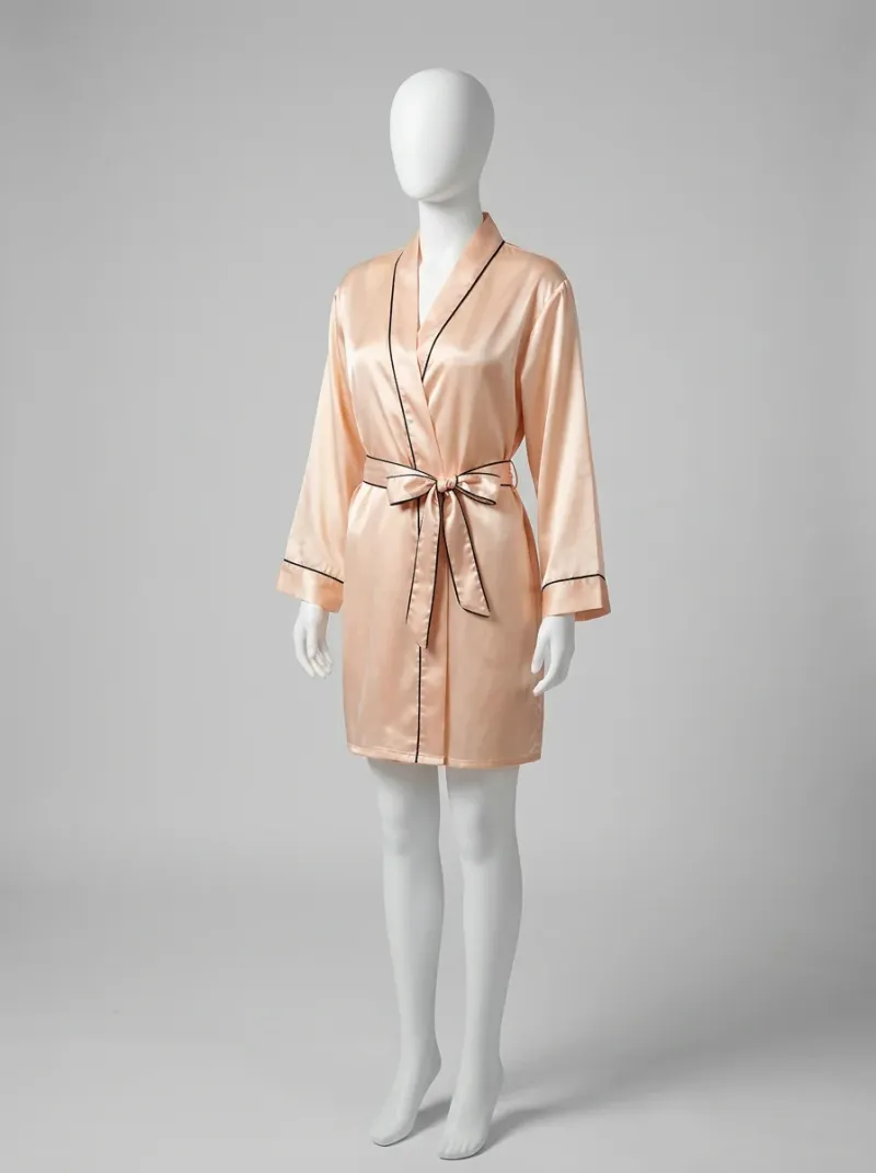 Kimono court polyester satiné style homewear
