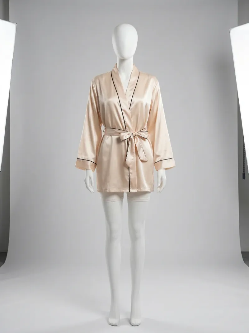 Kimono court polyester satiné style homewear