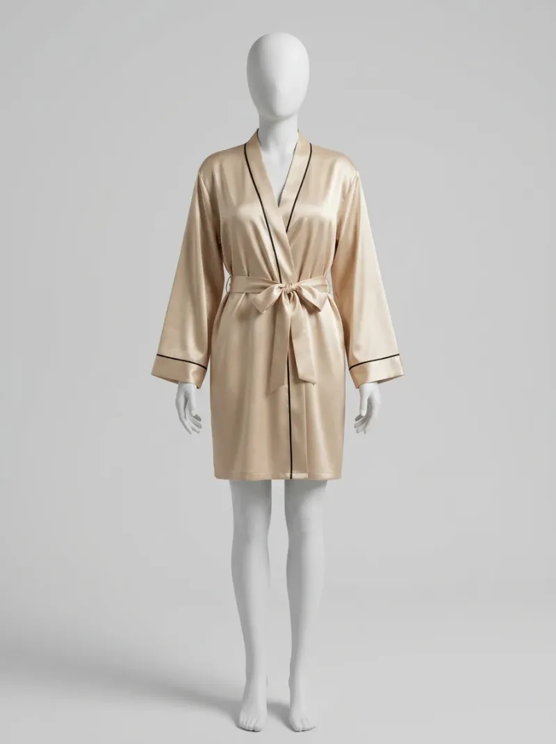 Kimono court polyester satiné style homewear